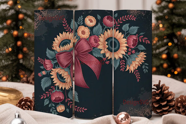 Autumn Sunflower Floral 20oz Tumbler Sublimation DesignSVG 