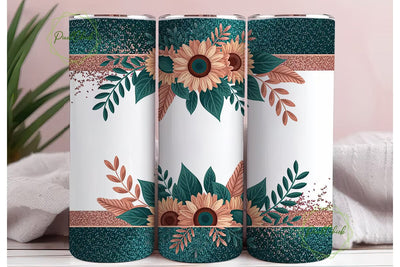 Autumn Sunflower Glitter 20oz Tumbler Sublimation PixelChick 