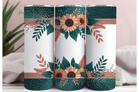 Autumn Sunflower Glitter 20oz Tumbler Sublimation PixelChick 