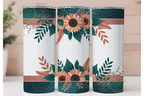 Autumn Sunflower Glitter 20oz Tumbler Sublimation PixelChick 