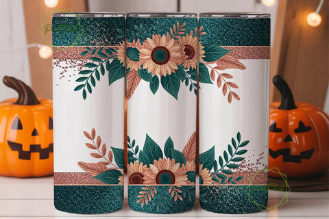 Autumn Sunflower Glitter 20oz Tumbler Sublimation PixelChick 