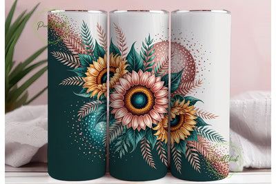 Autumn Sunflower Glitter 20oz Tumbler Sublimation PixelChick 