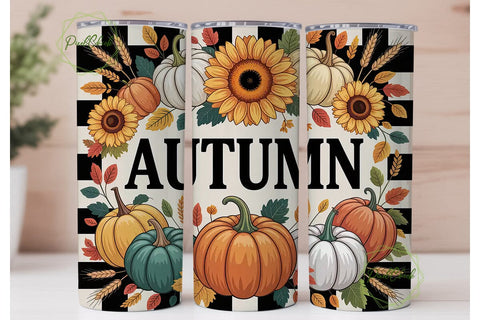Autumn Sunflower Pumpkin 20oz Tumbler Sublimation PixelChick 