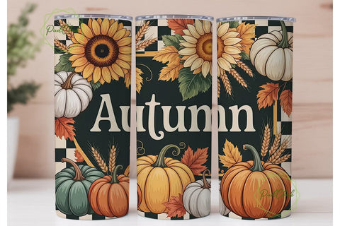 Autumn Sunflower Pumpkin 20oz Tumbler Sublimation PixelChick 