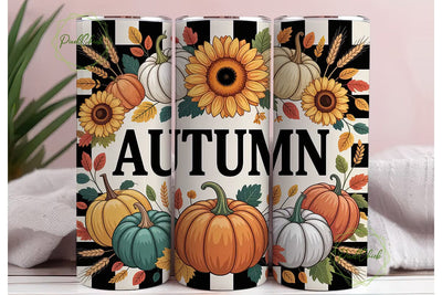 Autumn Sunflower Pumpkin 20oz Tumbler Sublimation PixelChick 