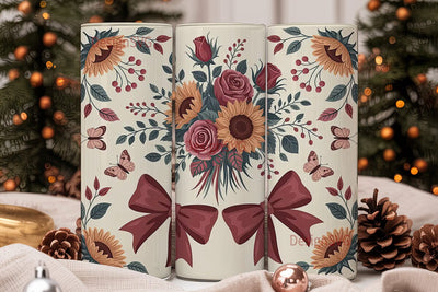 Autumn Sunflower & Rose 20oz Tumbler Sublimation DesignSVG 