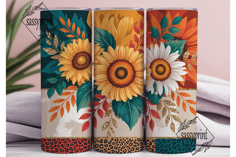 Autumn Sunflower Tumbler Wrap Sublimation sassyprint 