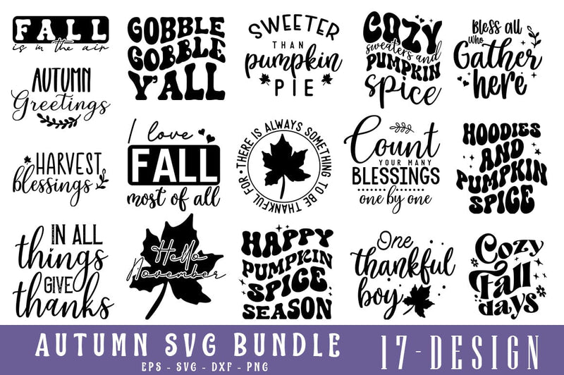Autumn svg, Fall quotes svg bundle, Fall SVG bundle, Autumn Svg, Thanksgiving Svg, Pumpkin face svg, Porch sign svg, Cricut silhouette png SVG etcify 