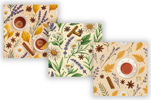 Autumn Tea Blends Digital Paper, Autumn Craft Work, Autumn Pattern, Fall Pattern, Scrapbook Kit, Autumn Leaves, Autumn Vibe Digital Pattern FloridPrintables 