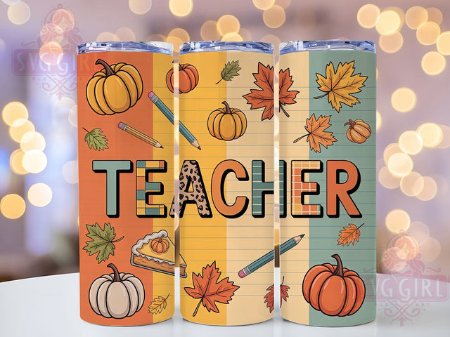 Autumn Teacher Back to School Tumbler, Autumn Teacher Wrap, 20oz Sublimation, Fall Teacher Cup, Back To School Mug, Teacher Gift Tumbler, Autumn Drinkware Sublimation SvggirlplusArt 