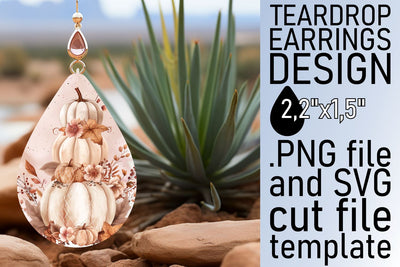 Autumn Teardrop Earrings Watercolor Sublimation afrosvg 