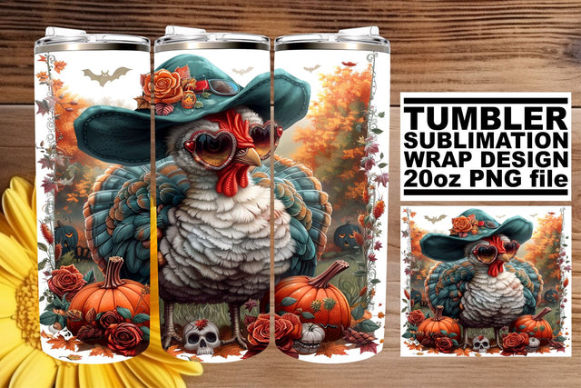 Autumn-Themed 20oz Tumbler Wrap - Thanksgiving Turkey Sublimation afrosvg 