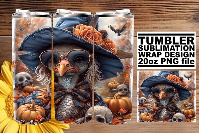 Autumn-Themed Turkey Tumbler Wrap - 20oz Sublimation Sublimation afrosvg 