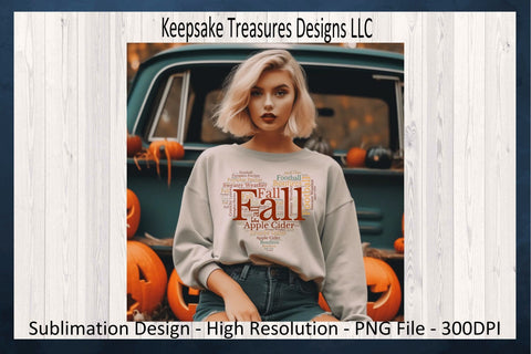Autumn Themed Word Cloud Sublimation PNG Design Sublimation Keepsake Treasures Designs LLC. 