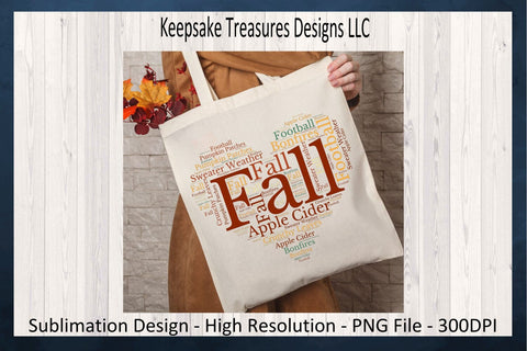 Autumn Themed Word Cloud Sublimation PNG Design Sublimation Keepsake Treasures Designs LLC. 