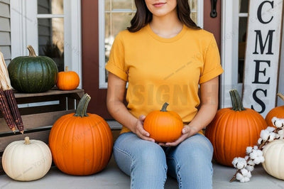Autumn themed yellow t-shirt mockup Mock Up Photo Designangry 