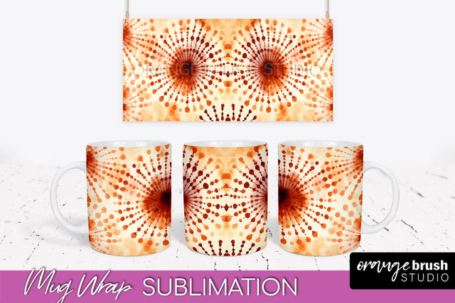 Autumn Tie Dye Coffee Mug Sublimation - Fall Mug PNG Sublimation OrangeBrushStudio 