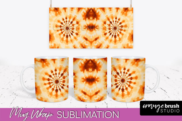 Autumn Tie Dye Coffee Mug Sublimation - Fall Mug PNG Sublimation OrangeBrushStudio 