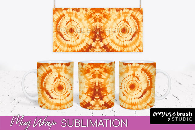 Autumn Tie Dye Coffee Mug Sublimation - Fall Mug PNG Sublimation OrangeBrushStudio 