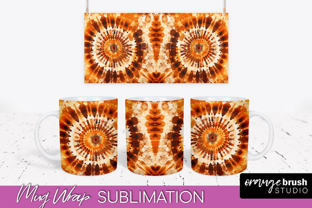 Autumn Tie Dye Coffee Mug Sublimation - Fall Mug PNG Sublimation OrangeBrushStudio 