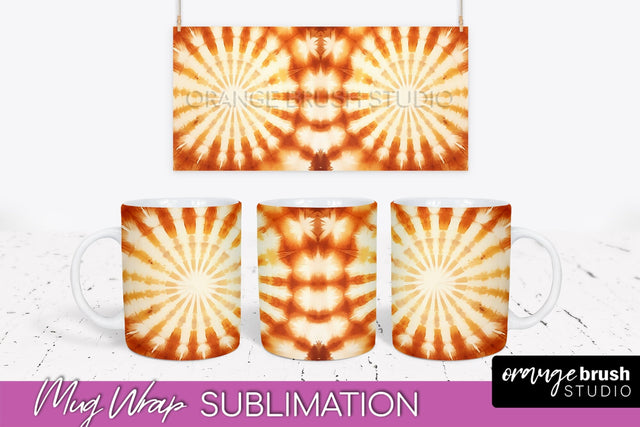 Autumn Tie Dye Coffee Mug Sublimation - Fall Mug PNG Sublimation OrangeBrushStudio 