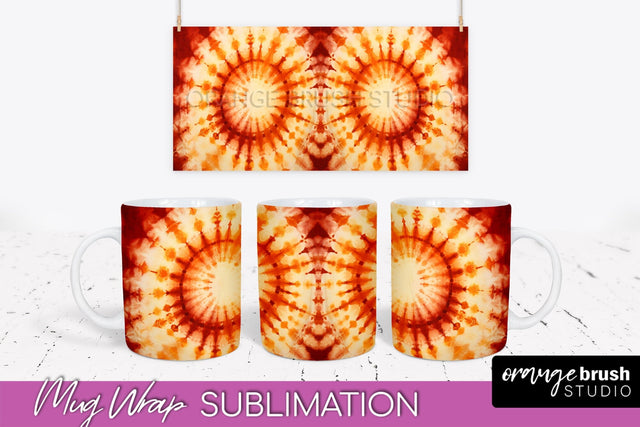 Autumn Tie Dye Coffee Mug Sublimation - Fall Mug PNG Sublimation OrangeBrushStudio 