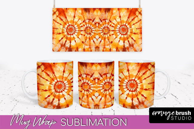 Autumn Tie Dye Coffee Mug Sublimation - Fall Mug PNG Sublimation OrangeBrushStudio 