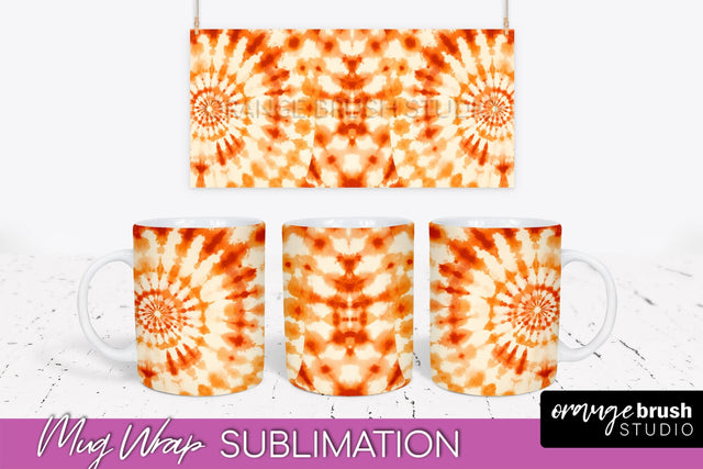 Autumn Tie Dye Coffee Mug Sublimation - Fall Mug PNG Sublimation OrangeBrushStudio 