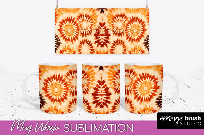 Autumn Tie Dye Coffee Mug Sublimation - Fall Mug PNG Sublimation OrangeBrushStudio 