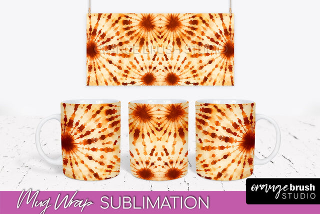 Autumn Tie Dye Coffee Mug Sublimation - Fall Mug PNG Sublimation OrangeBrushStudio 