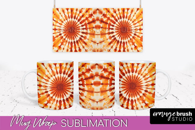 Autumn Tie Dye Coffee Mug Sublimation - Fall Mug PNG Sublimation OrangeBrushStudio 