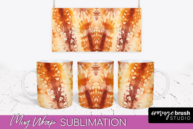 Autumn Tie Dye Coffee Mug Sublimation - Fall Mug PNG Sublimation OrangeBrushStudio 