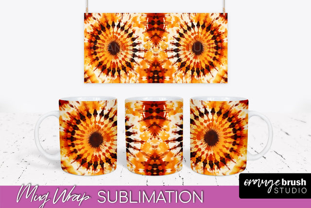 Autumn Tie Dye Coffee Mug Sublimation - Fall Mug PNG Sublimation OrangeBrushStudio 