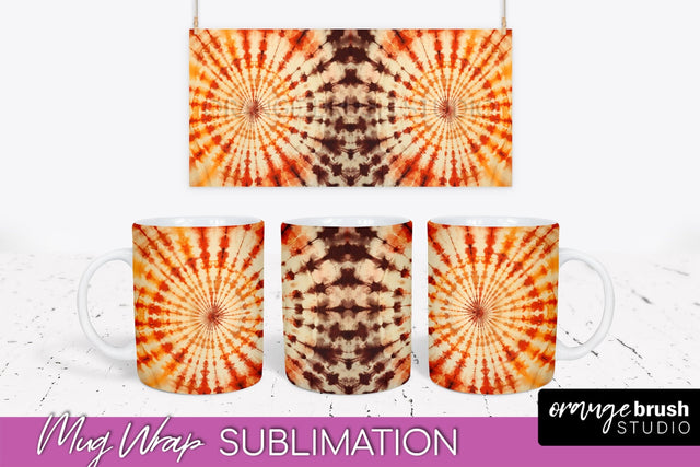 Autumn Tie Dye Coffee Mug Sublimation - Fall Mug PNG Sublimation OrangeBrushStudio 