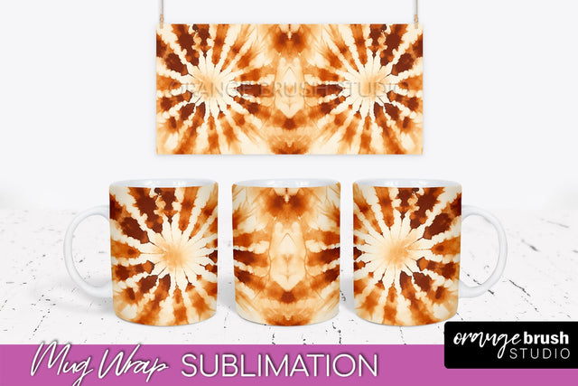Autumn Tie Dye Coffee Mug Sublimation - Fall Mug PNG Sublimation OrangeBrushStudio 