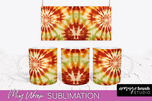 Autumn Tie Dye Coffee Mug Sublimation - Fall Mug PNG Sublimation OrangeBrushStudio 