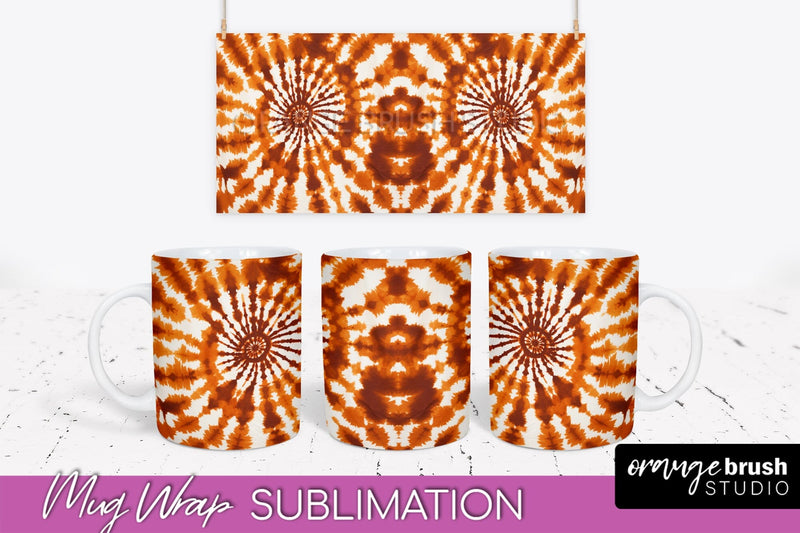 Autumn Tie Dye Coffee Mug Sublimation - Fall Mug PNG Sublimation OrangeBrushStudio 