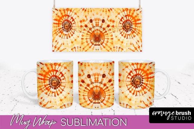 Autumn Tie Dye Coffee Mug Sublimation - Fall Mug PNG Sublimation OrangeBrushStudio 