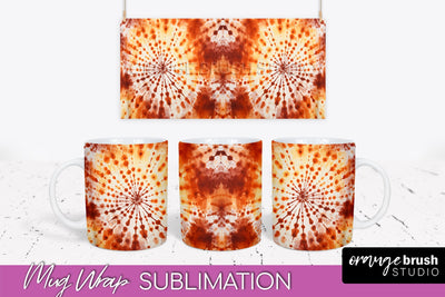 Autumn Tie Dye Coffee Mug Sublimation - Fall Mug PNG Sublimation OrangeBrushStudio 