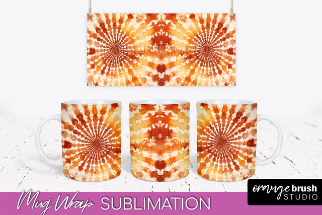 Autumn Tie Dye Coffee Mug Sublimation - Fall Mug PNG Sublimation OrangeBrushStudio 