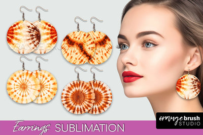 Autumn Tie Dye Earrings - Fall Round Earring Sublimation Sublimation OrangeBrushStudio 