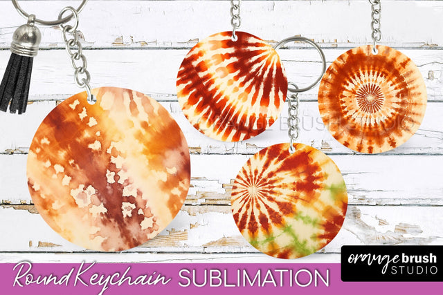 Autumn Tie Dye Keychain - Fall Keychain Sublimation Sublimation OrangeBrushStudio 