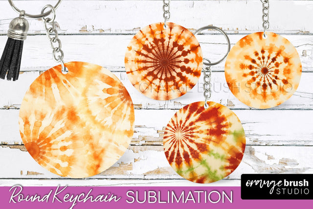 Autumn Tie Dye Keychain - Fall Keychain Sublimation Sublimation OrangeBrushStudio 