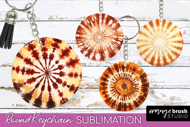 Autumn Tie Dye Keychain - Fall Keychain Sublimation Sublimation OrangeBrushStudio 