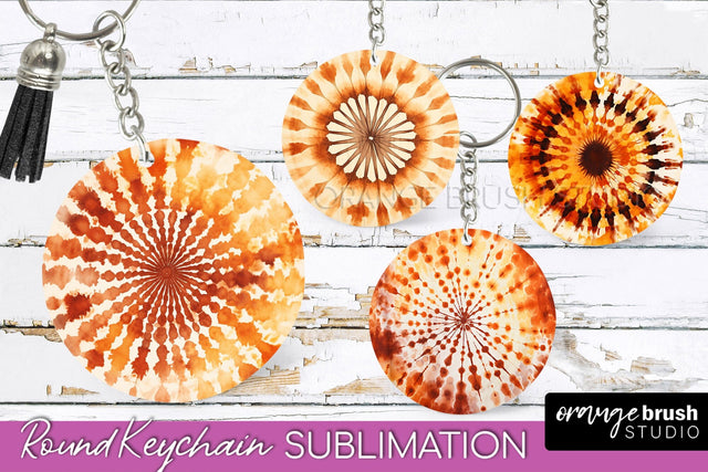 Autumn Tie Dye Keychain - Fall Keychain Sublimation Sublimation OrangeBrushStudio 