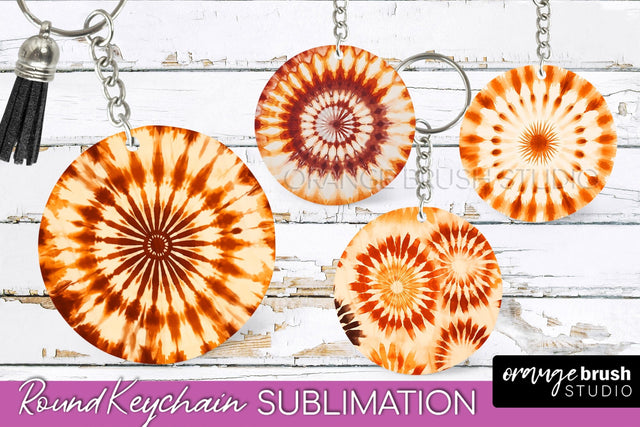Autumn Tie Dye Keychain - Fall Keychain Sublimation Sublimation OrangeBrushStudio 