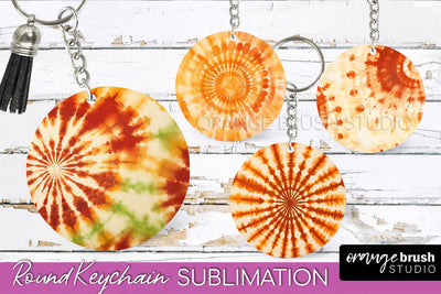 Autumn Tie Dye Keychain - Fall Keychain Sublimation Sublimation OrangeBrushStudio 