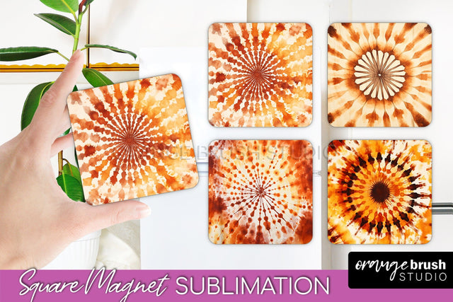 Autumn Tie Dye Magnet Sublimation - Fall Magnet PNG Sublimation OrangeBrushStudio 