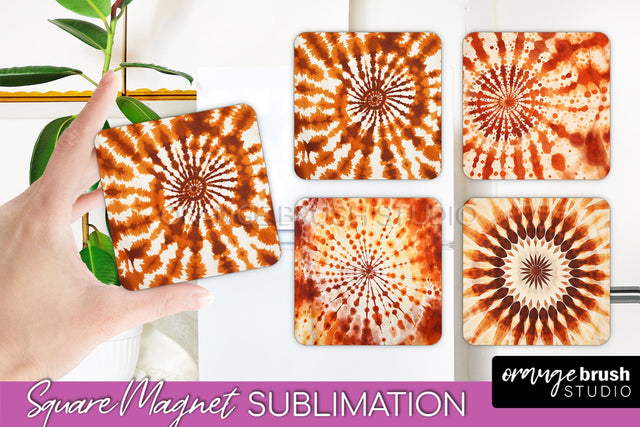 Autumn Tie Dye Magnet Sublimation - Fall Magnet PNG Sublimation OrangeBrushStudio 