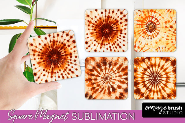 Autumn Tie Dye Magnet Sublimation - Fall Magnet PNG Sublimation OrangeBrushStudio 